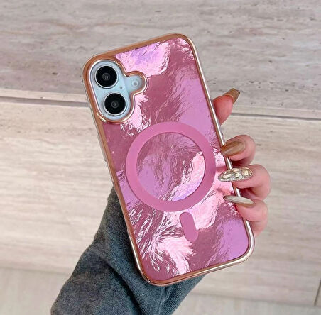 ELMALI STORE iPhone 15 Kılıf Magsafe Buzul Hologram Tam Koruma Case