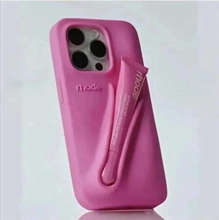 iPhone 16 Uyumlu “ Cam Hediye “ Rhode Summer Premium Silikon Lip Case Telefon Kılıfı + Ruj