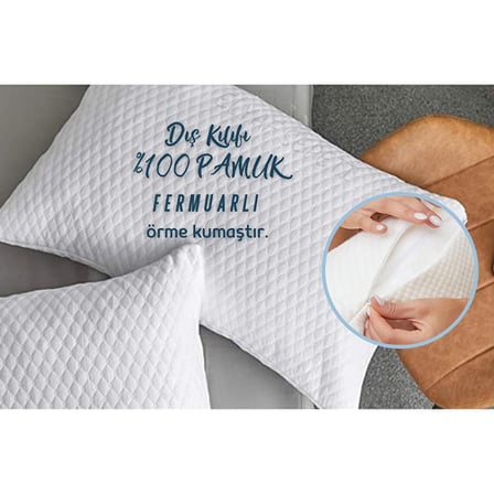2 Adet %100 Doğal Pamuk Dolgulu  50*70  Pamuk Yastık