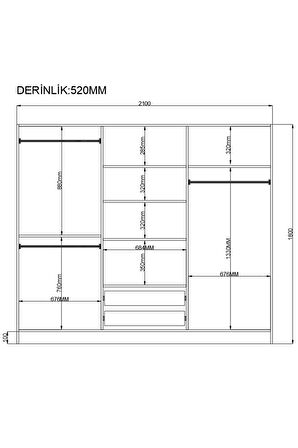 Rabi Mobilya Estelya Country 6 Kapaklı 2 Çekmeceli Gardırop 