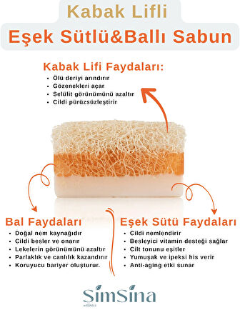 Doğal Kabak Lifli Eşek Sütlü Ballı Sabun – Cilt Yenileyici ve Nemlendirici 130g