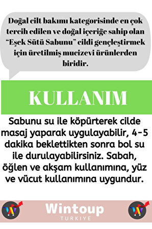 Özel Doğal Üretim %100 Bitkisel Cilt Güzelleştirici Mucizevi Eşek Sütü Sabunu 5'li