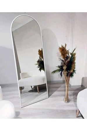 Beyaz Çerçeveli Oval Boy Aynası 60x180 cm