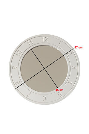 Dekoratif Saat Görünümlü Ayna Beyaz