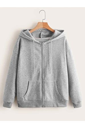 Unisex Siyah Fermuarlı Sweat Hırka