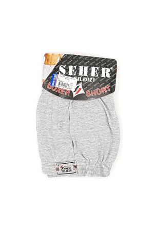 Gri Düz Düğmeli Erkek Boxer