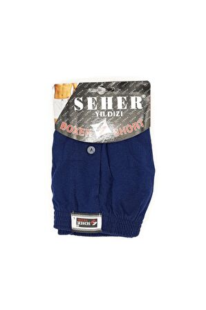 Lacivert Düz Düğmeli Erkek Boxer