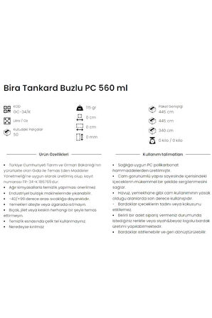 12 Adet 560 Ml Kırılmaz Buzlu Polikarbon Plastik Bardak