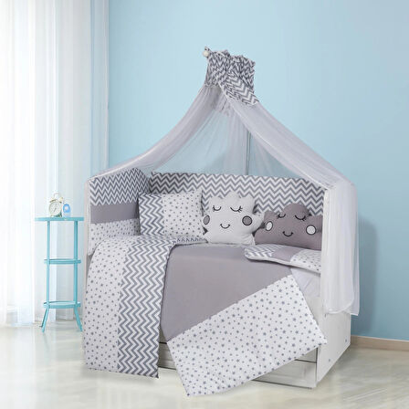 TUGU HOME&BABY ESİLA %100 PAMUK 11 PARÇA 60x120 cm BEBEK BEŞİK UYKU SETİ,BEBEK BEŞİK UYKU TAKIMI,ANNE YANI ORGANİK UYKU SETİ