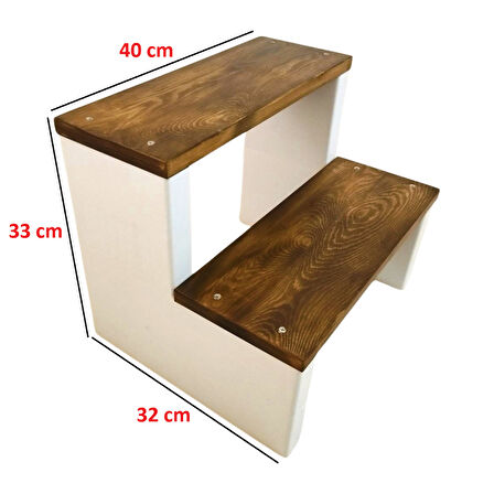 İki Basamaklı Ahşap Tabure