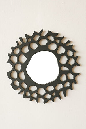 Dekoratif Duvar Aynası Ahşap Antrasit & Gri  