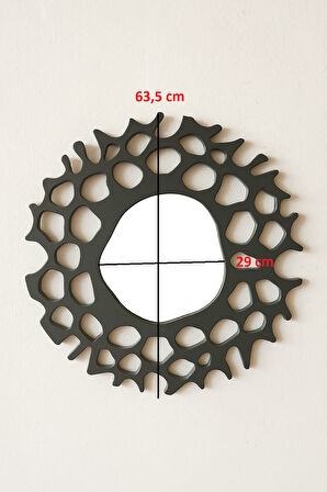 Dekoratif Duvar Aynası Ahşap Antrasit & Gri  