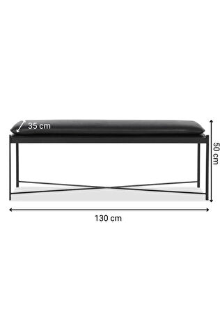 Essa Modern Deri Döşemeli Metal Ayaklı Bench