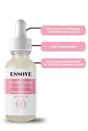 NEMLENDİRİCİ VE KIRIŞIK AZALTICI RETINOL SERUM 30 ML