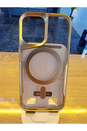 İPhone 16 Uyumlu MagSafe Özellikli Kamera Bölümü Estetik Görünümlü Tuşları Metal Kılıf
