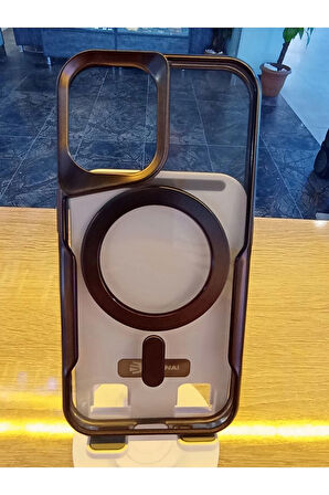 İPhone 16 Uyumlu MagSafe Özellikli Kamera Bölümü Estetik Görünümlü Tuşları Metal Kılıf