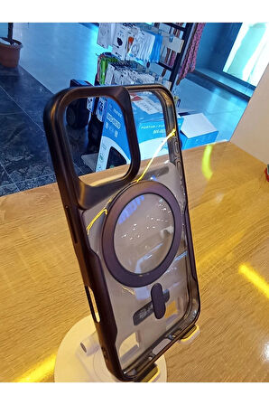 İPhone 16 Uyumlu MagSafe Özellikli Kamera Bölümü Estetik Görünümlü Tuşları Metal Kılıf