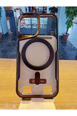 İPhone 16 Uyumlu MagSafe Özellikli Kamera Bölümü Estetik Görünümlü Tuşları Metal Kılıf