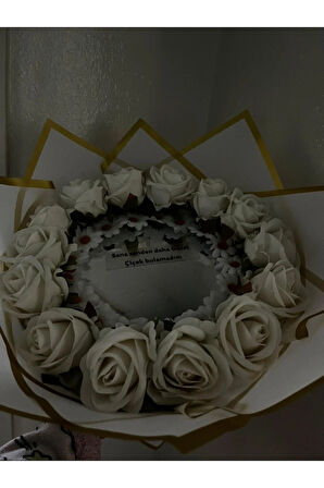 papatyalı gül buketi sana senden daha güzel çiöek bulamadım yazılı ayna