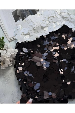 MAY REM Kadın Payet Detaylı Astarlı Mini Etek