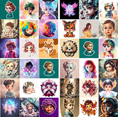 36 Adet Kız Çocuk Sticker Etiket Yapıştırma Defter Masa Dolap 
