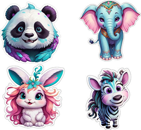 4 Adet 10x10 cm Sticker Çocuk Etiket Seti v5