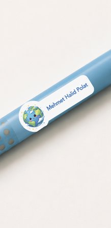 Pastel Renklerle Kişiye Özel Okul Etiketi Seti Gezegen Astrannot Tasarımlı 252 Adet - Mat Renkli İsim Etiketi (Kalem, Suluk, Defter)