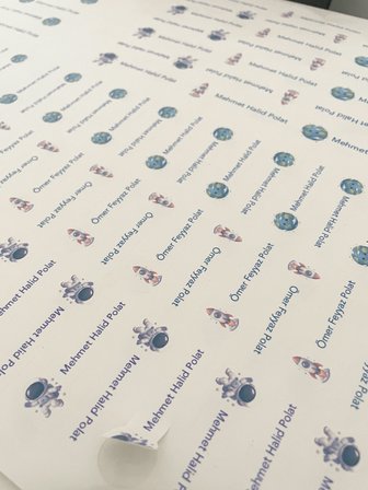 Pastel Renklerle Kişiye Özel Okul Etiketi Seti Gezegen Astrannot Tasarımlı 252 Adet - Mat Renkli İsim Etiketi (Kalem, Suluk, Defter)