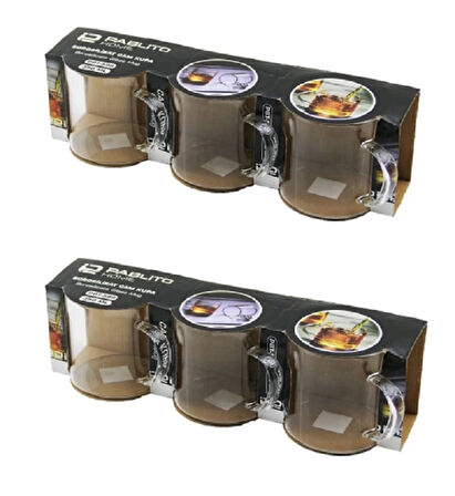 6'lı Borosilikat  Kupa Nescafe,Latte,Filtre Kahve,Süt,Bitki Çayı Kupası 350 ml (En: 8 cm Yük: 8 cm)