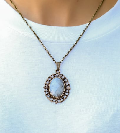Doğal Taş Aytaşı Doğal Taşlı Otantik Kadın Kolye 45 Cm Zincirli euk13ay