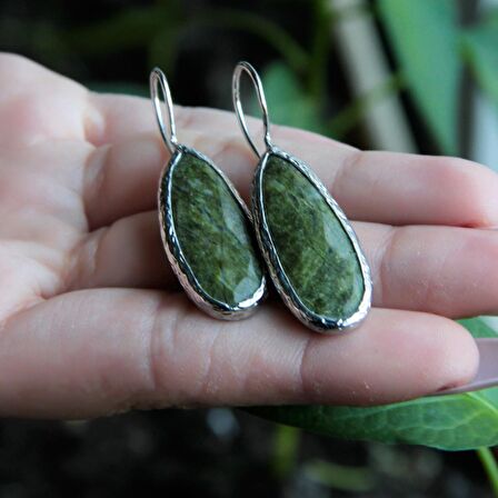 Doğal Taş Zebercet (Peridot) Taşı Kadın Doğal Taşlı Küpe Rodyum euku2zr