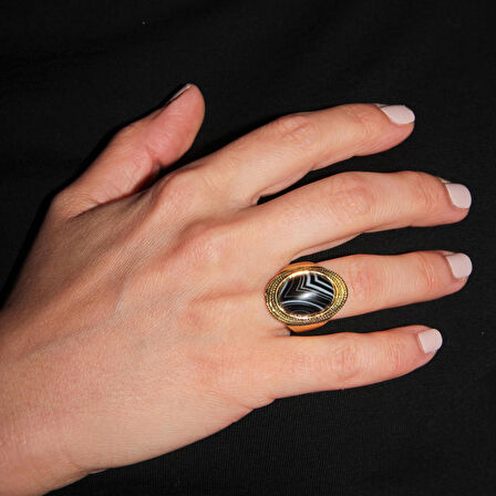 Doğal Taş Yemen Akik Doğal Taşlı Ayarlanabilir Yüzük