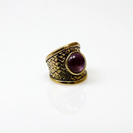 Doğal Taşlı Ametist Doğal Taşlı Hasır Model Ayarlanabilir Kadın Doğal Taşlı Yüzük