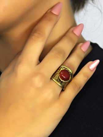 Doğal Taşlı Akik Doğal Taşlı Hasır Model Ayarlanabilir Kadın Doğal Taşlı Yüzük euy28ak