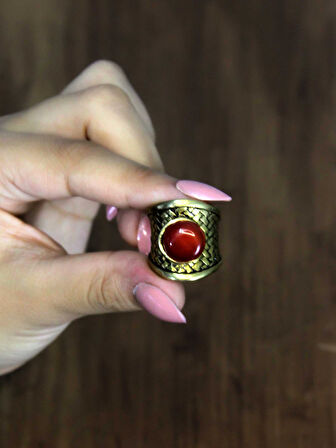 Doğal Taşlı Akik Doğal Taşlı Hasır Model Ayarlanabilir Kadın Doğal Taşlı Yüzük euy28ak