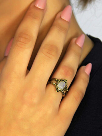 Doğal Taş Aytaşı Doğal Taşlı Antik Model Kadın Ayarlanabillir Yüzük euy71ay