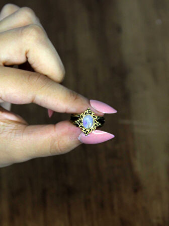 Doğal Taş Aytaşı Doğal Taşlı Antik Model Kadın Ayarlanabillir Yüzük euy71ay