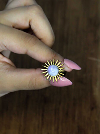 Doğal Taş Aytaşı Doğal Taşlı Antik Model Kadın Ayarlanabillir Yüzük euy73ay