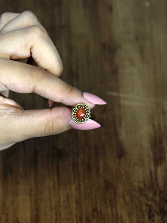 Doğal Taş Akik Oval Doğal Taşlı Antik Model Kadın Ayarlanabillir Yüzük euy77a