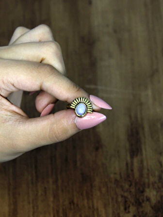 Doğal Taş Aytaşı Doğal Taşlı Antik Model Kadın Ayarlanabillir Yüzük euy82ay