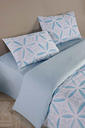 Evelya Blu %100 Pamuk Çift Kişilik Nevresim Takımı