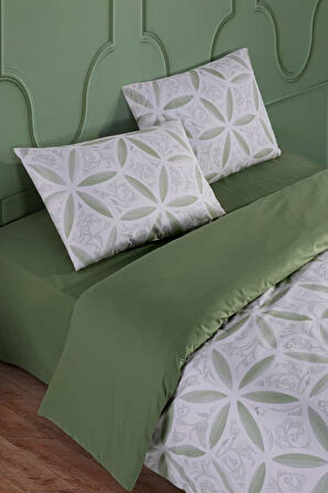 Evelya Green %100 Pamuk Çift Kişilik Nevresim Takımı