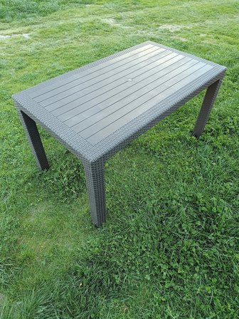 EVKO MOBİLYA Rattan 80x140 Masa, Plastik Masa, Bahçe  Balkon  Teras Masası, Kare Masa, Dış Mekan Masası