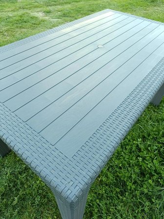 EVKO MOBİLYA Rattan 80x140 Masa, Plastik Masa, Bahçe  Balkon  Teras Masası, Kare Masa, Dış Mekan Masası