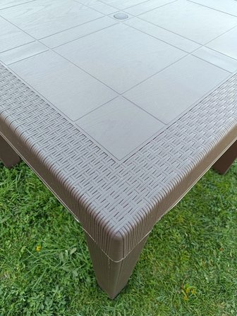 EVKO MOBİLYA Rattan 90x90 Masa, Plastik Masa, Bahçe  Balkon  Teras Masası, Kare Masa, Dış Mekan Masası