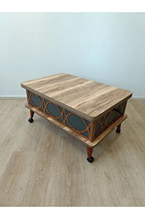 EVKO MOBİLYA Tekerlekli Akıllı Sehpa, Sihirli Sehpa, Orta Sehpa, Kademeli Sehpa, Yemek Masası