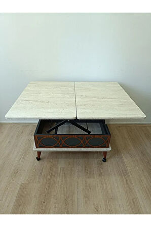 EVKO MOBİLYA Tekerlekli Akıllı Sehpa, Sihirli Sehpa, Orta Sehpa, Kademeli Sehpa, Yemek Masası