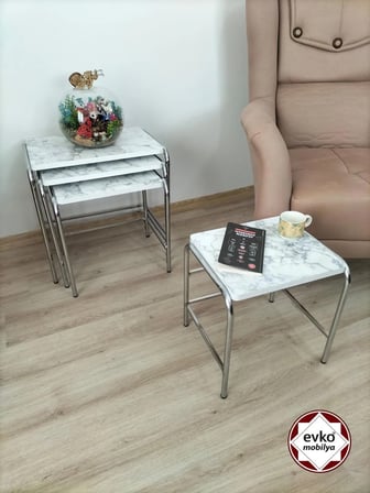 Evko Mobilya Buket Sehpa, 4'lü Zigon Sehpa, Servis Sehpası, Iç Içe Geçen Sehpa, Ahşap Sehpa, Dikdörtgen Sehpa
