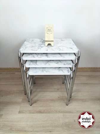 Evko Mobilya Buket Sehpa, 4'lü Zigon Sehpa, Servis Sehpası, Iç Içe Geçen Sehpa, Ahşap Sehpa, Dikdörtgen Sehpa