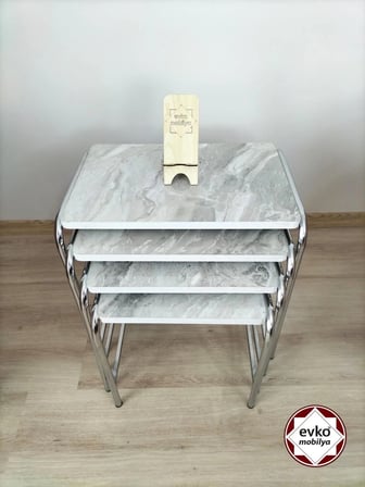 Evko Mobilya Buket Sehpa, 4'lü Zigon Sehpa, Servis Sehpası, Iç Içe Geçen Sehpa, Ahşap Sehpa, Dikdörtgen Sehpa